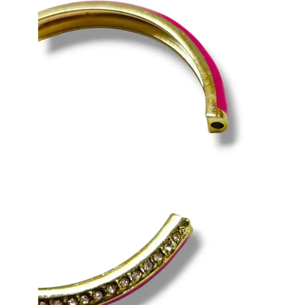 Lot of 3 Assorted Bangle Bracelets Hot Pink Silvertone Goldtone